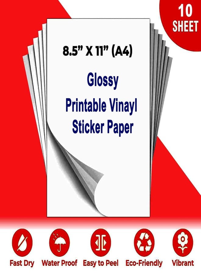 Tatmods Gloss Vinyl Sticker Paper Self Adhesive Photo Paper for Inkjet, Waterproof, Instant Dry, Tear Resistant A4 Size Sheets for printing Gloss Vinyl Stickers For Art - 10 Sheets - Image 5